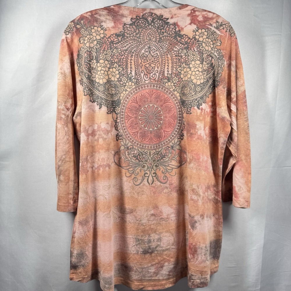 Vintage Y2K Womens Embellished 3/4 Sleeve XL Hippie‎ Dressbarn Artsy Boho Top - Picture 4 of 9